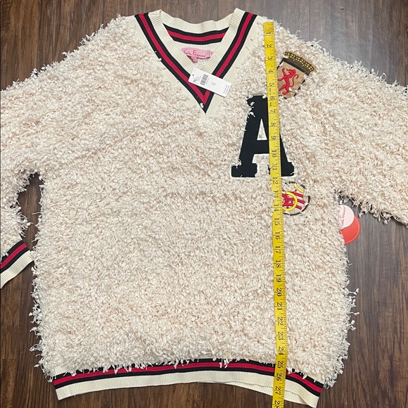 NWT Eva Franco Cream Teddy & Patchwork Pullover XL - Picture 7 of 13